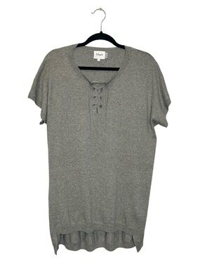 CHARLI Lightweight Linen Blend Sweater Knit Short Sleeve Tunic Length Top Medium